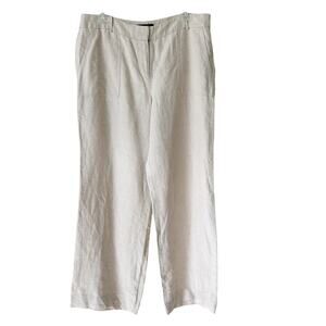 Talbots 100% Linen Pants Size 10 Tan High Rise Lightweight Wide Leg Trousers